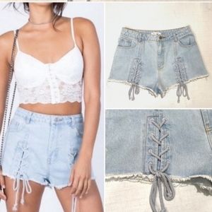 New Honey Bella High Waist Lace up Shorts